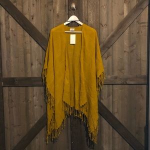 David And Young Mustard Poncho Style Cardigan NWT